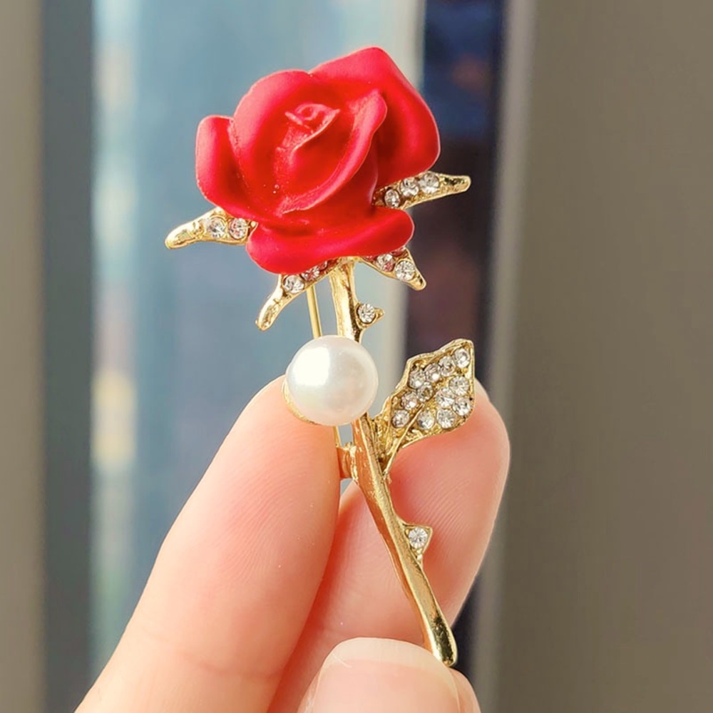Rose Rhinestone Brooch Flower Pin Rose pin Mother's day gift